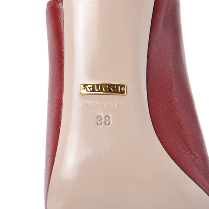 Gucci Malaga Kid Web Sylvie Mid Heel Slingback Pumps 38 Hibiscus Red 8 of 10