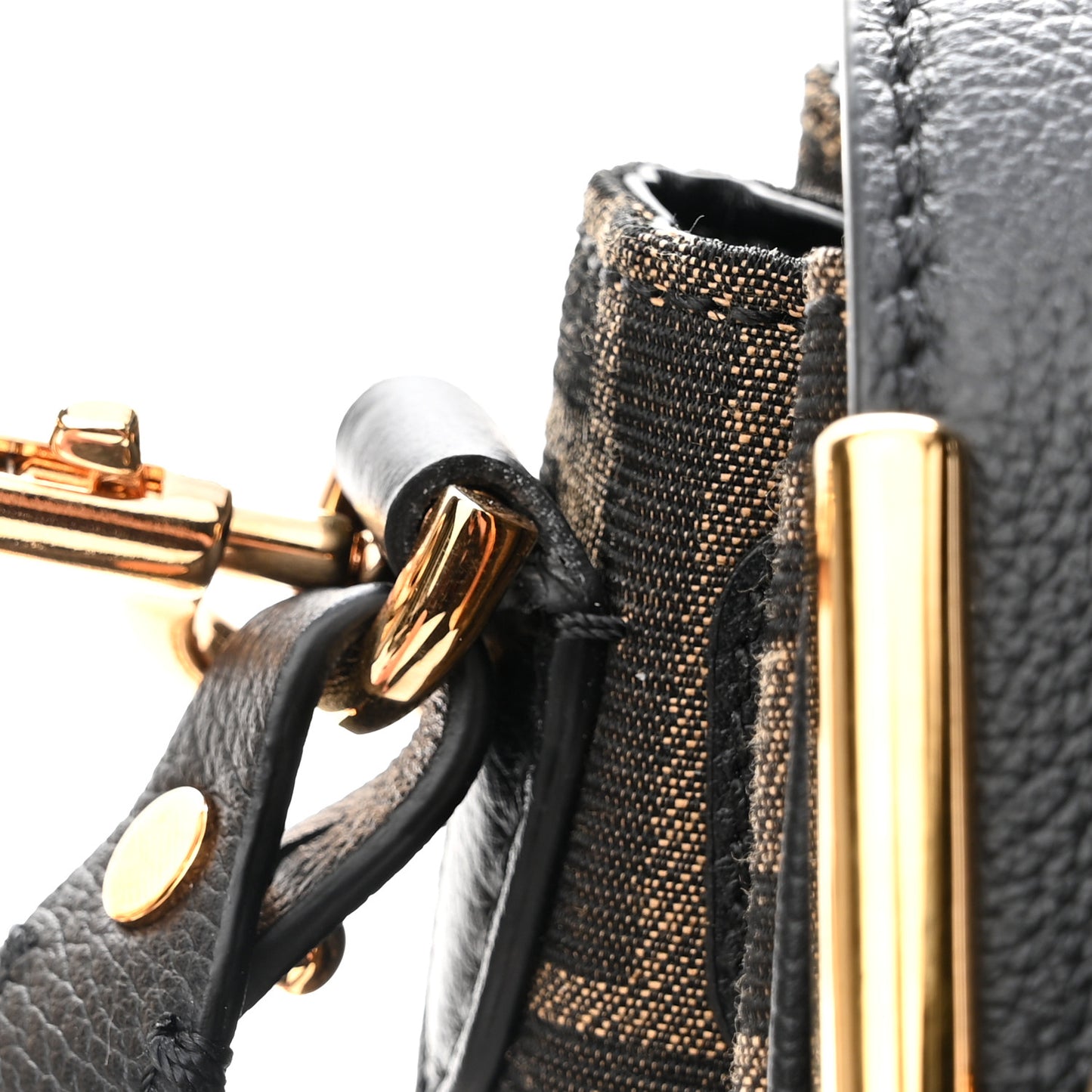 X FENDI Grained Calfskin Fendace Medium La Medusa Top Handle Bag Black Brown