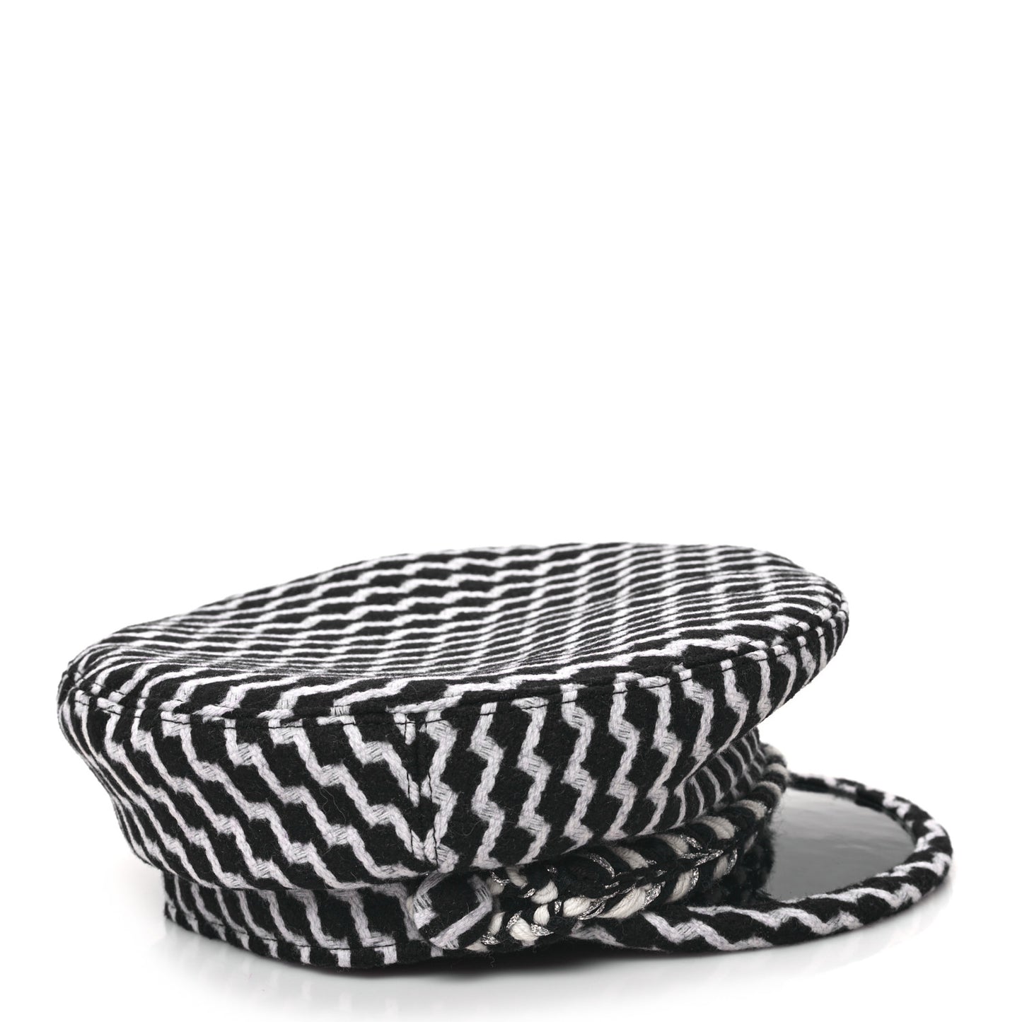 Wool PVC Paris Hamburg Sailor Cap Hat M Black White