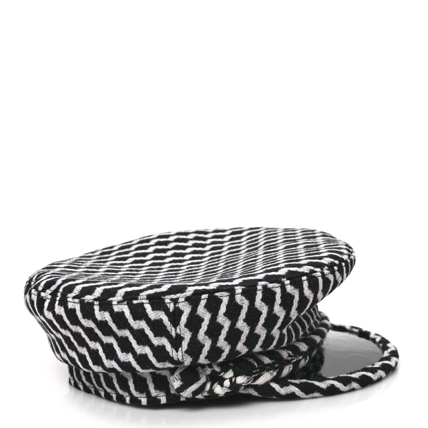 Chanel Wool PVC Paris Hamburg Sailor Cap Hat M Black White 5 of 8