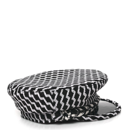 Chanel Wool PVC Paris Hamburg Sailor Cap Hat M Black White 5 of 8