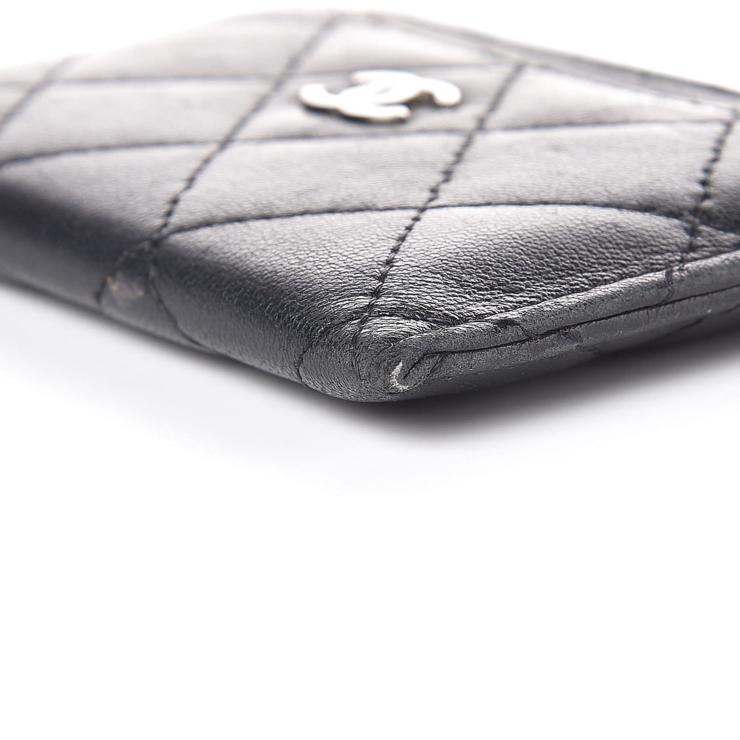 Lambskin Quilted Card Holder Black