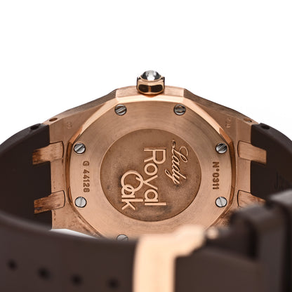 Audemars Piguet 18K Rose Gold Rubber Diamond 33mm Royal Oak Quartz Watch Brown 67621OR.ZZ.D080CA.01 4 of 4