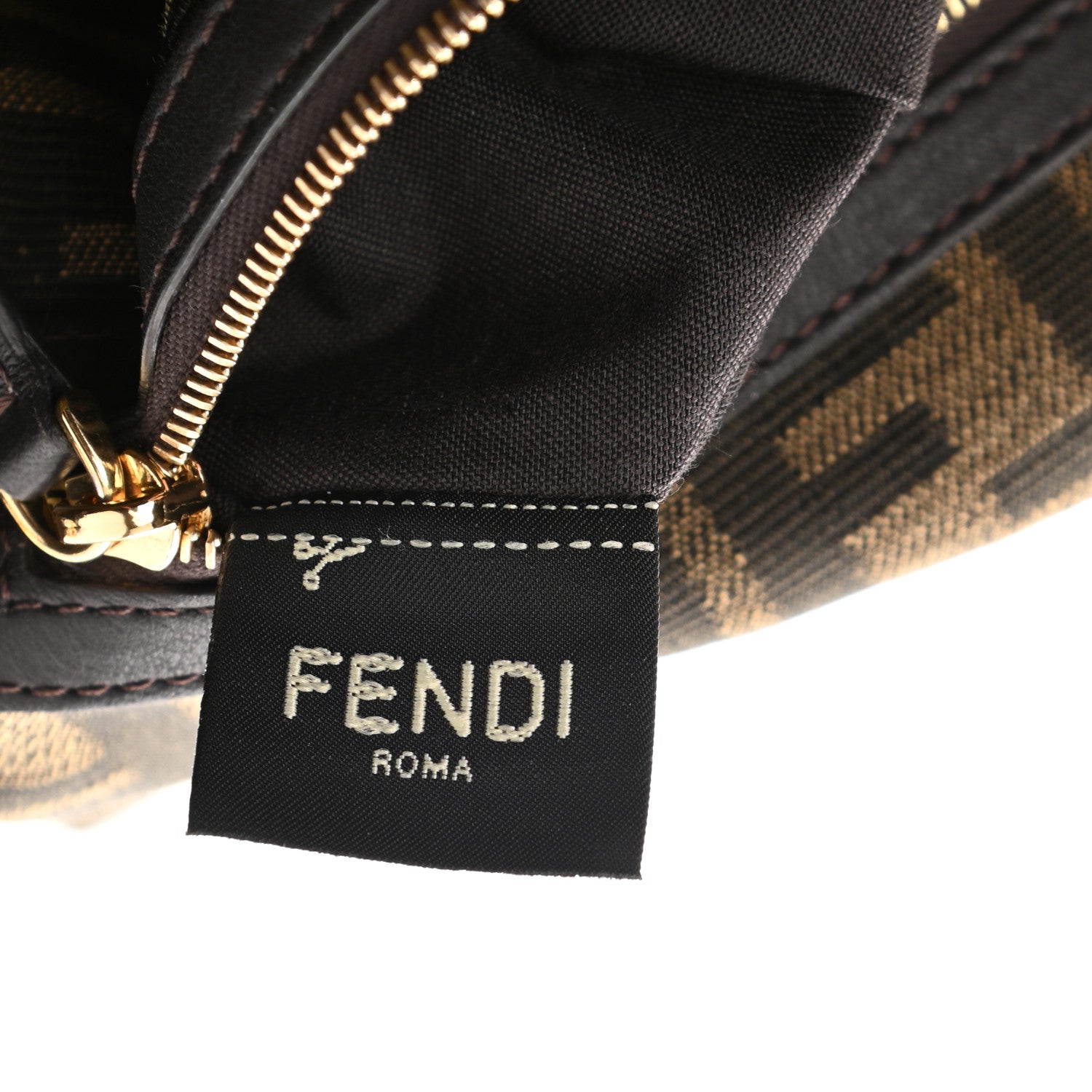 Fendi Fabric Jacquard FF 1974 Medium Baguette Tobacco Moro Black 7 of 10