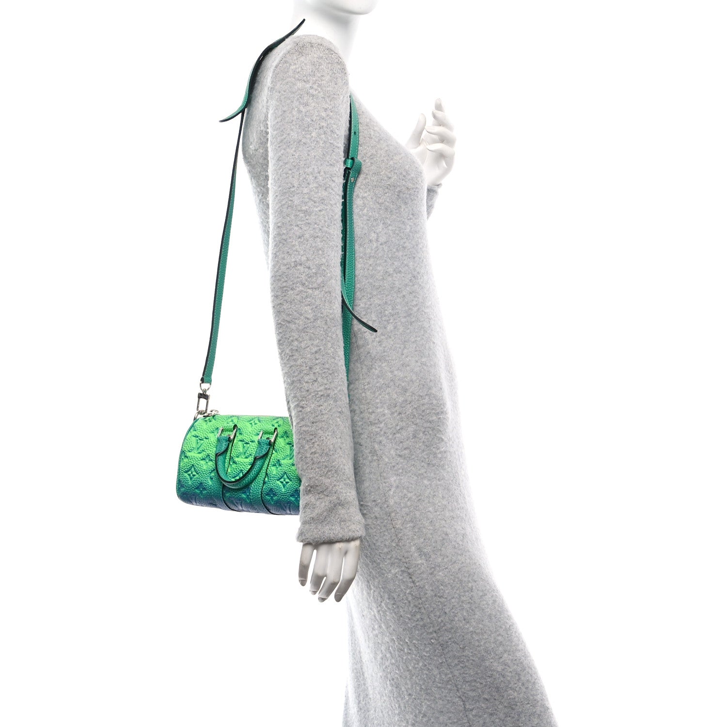 Louis Vuitton Taurillon Illusion Keepall XS Bleu Vert 2 of 10