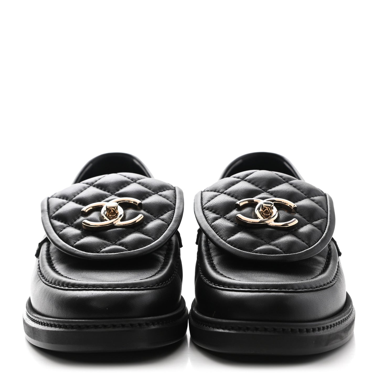Lambskin Quilted CC Turnlock Loafers 37.5 Black