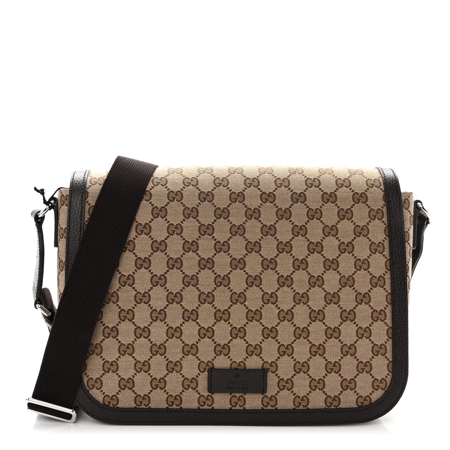 Gucci Monogram Large Flap Messenger Bag Beige Dark Brown 1 of 11