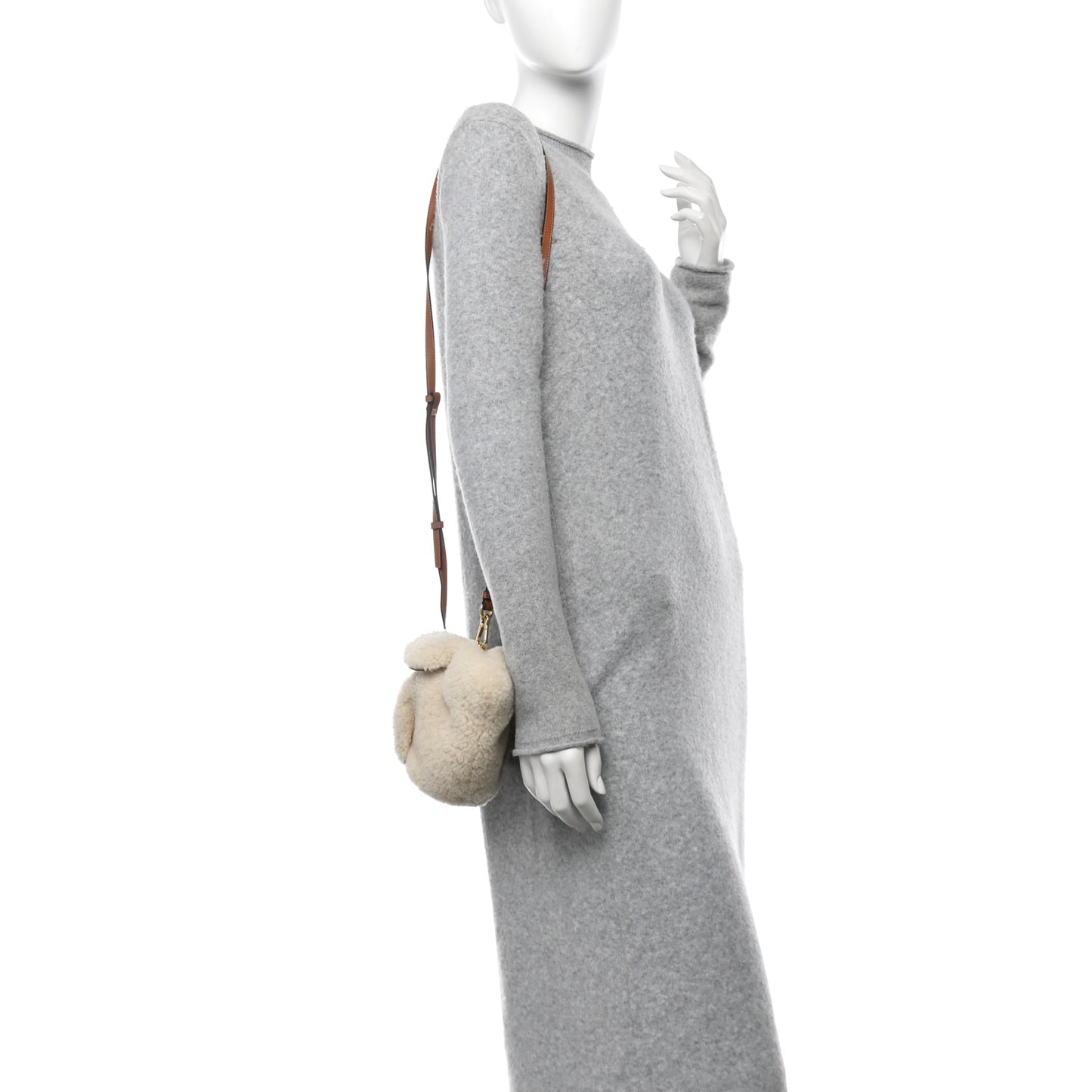 Shearling Mini Bunny Crossbody Bag Natural