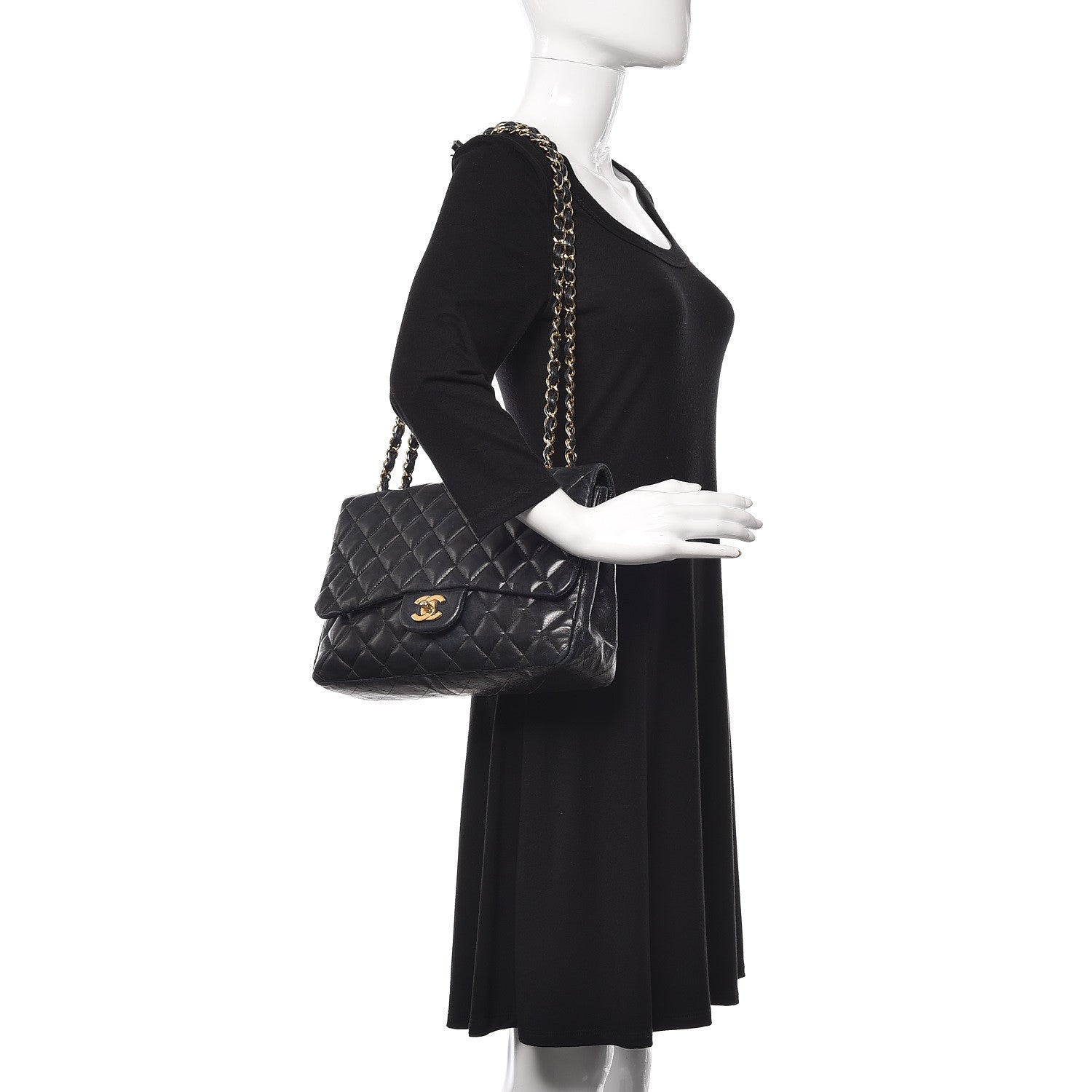 Chanel Lambskin Quilted Jumbo Single Flap Black 2 of 24