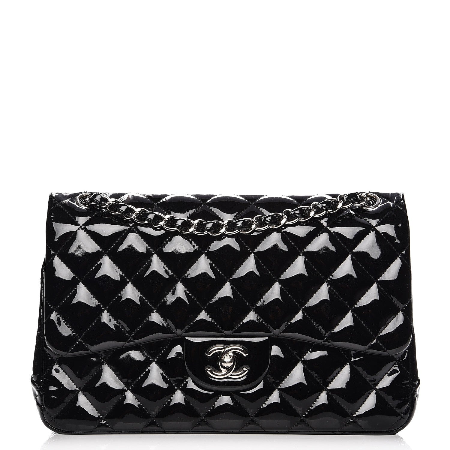 Chanel Patent Quilted Jumbo Double Flap Black 1 of 9
