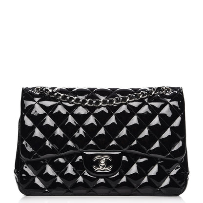 Chanel Patent Quilted Jumbo Double Flap Black 1 of 9