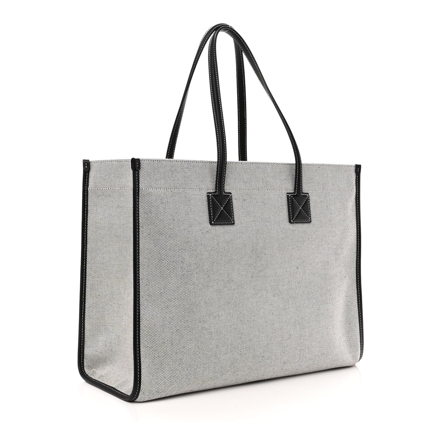 Canvas Smooth Calfskin Medium Two Tone Freya Tote Black