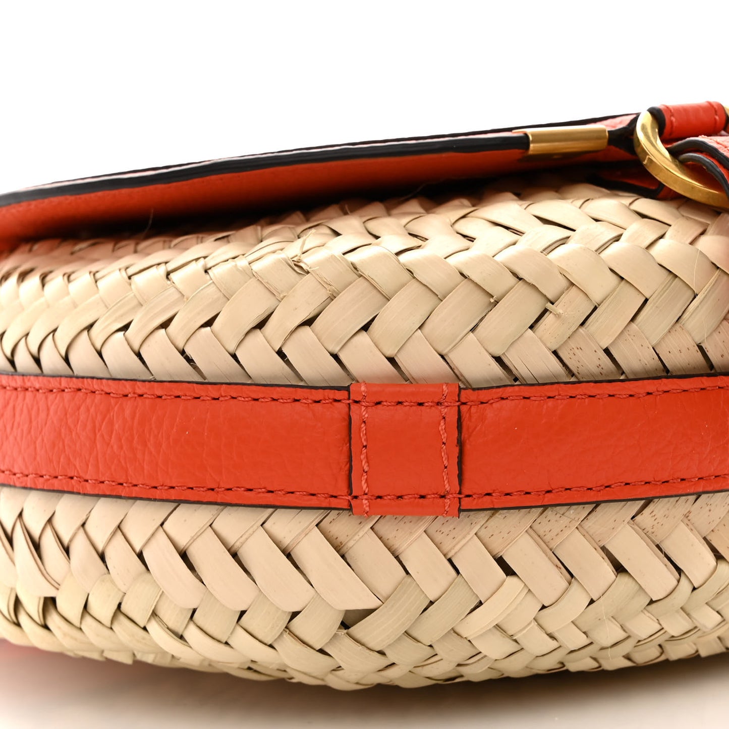 Raffia Calfskin Marcie Basket Small Marcie Round Crossbody Bag Orange Fizz