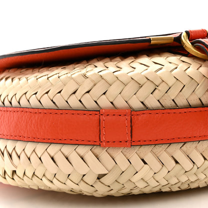Chloe Raffia Calfskin Marcie Basket Small Marcie Round Crossbody Bag Orange Fizz 9 of 13