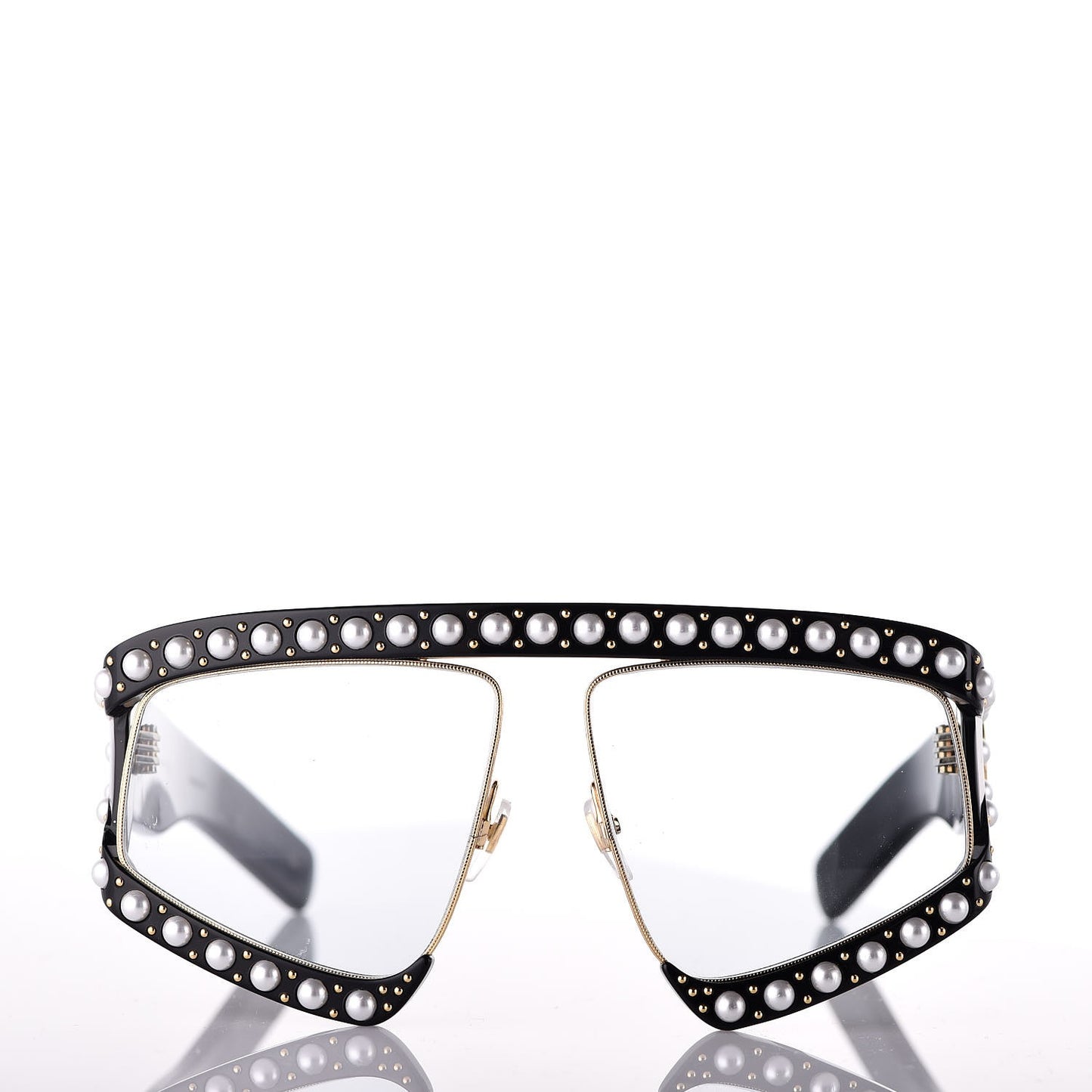 Acetate Pearl Rectangular Frame Sunglasses GG0234S Black