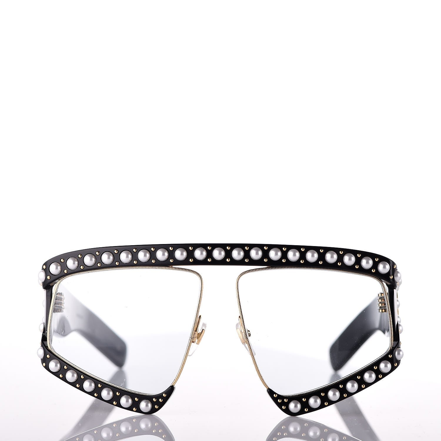 Gucci Acetate Pearl Rectangular Frame Sunglasses GG0234S Black 2 of 7