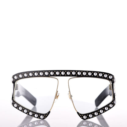 Gucci Acetate Pearl Rectangular Frame Sunglasses GG0234S Black 2 of 7