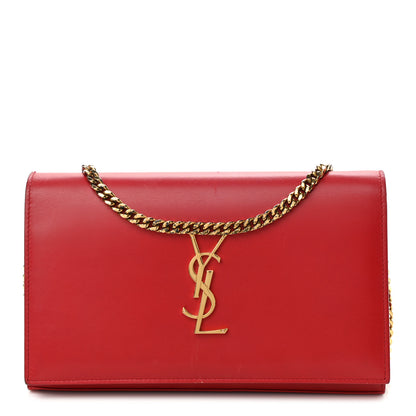 Saint Laurent Smooth Calfskin Classic Monogram Kate Wallet On Chain Red 1 of 14