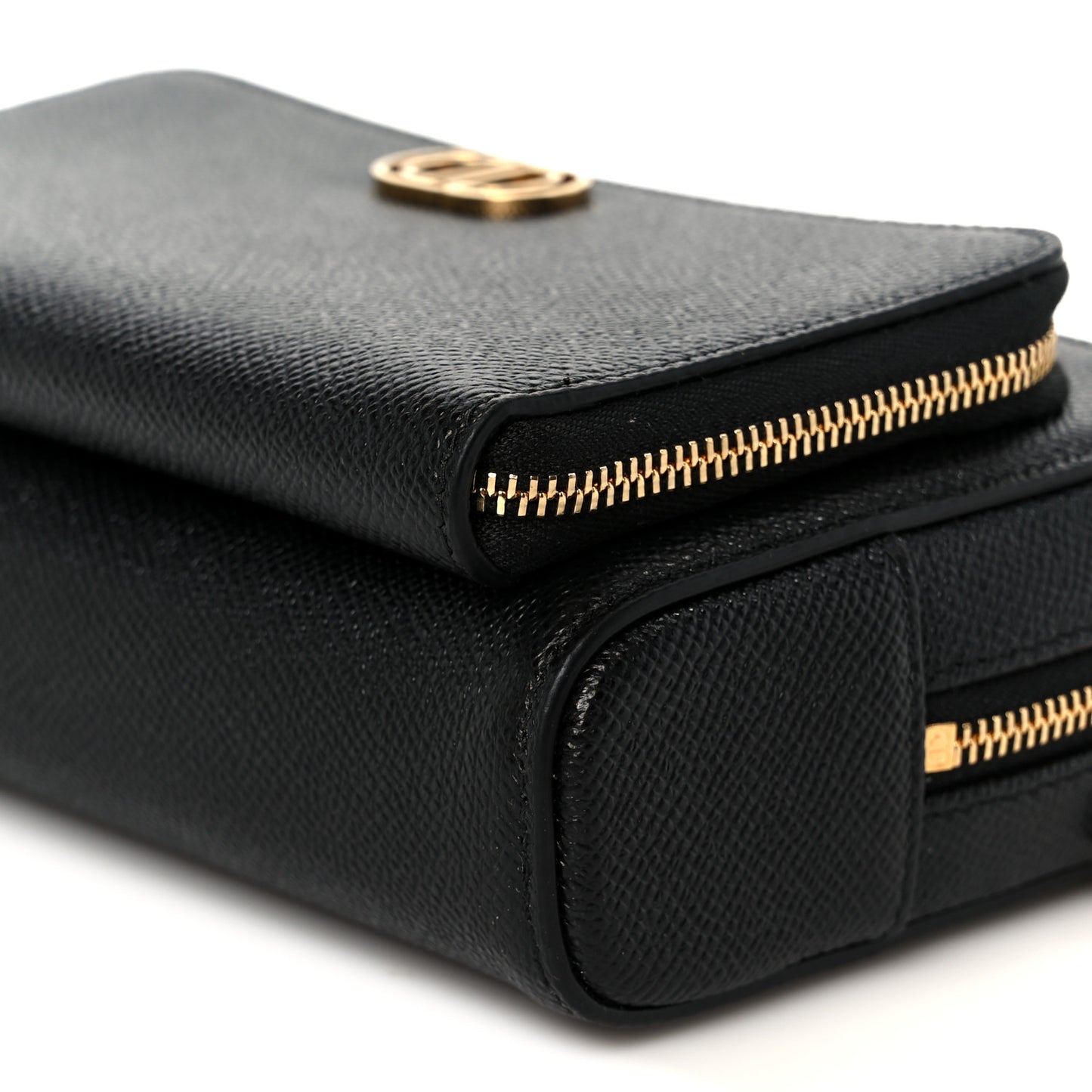 Grained Calfskin Caro Double Pouch Black