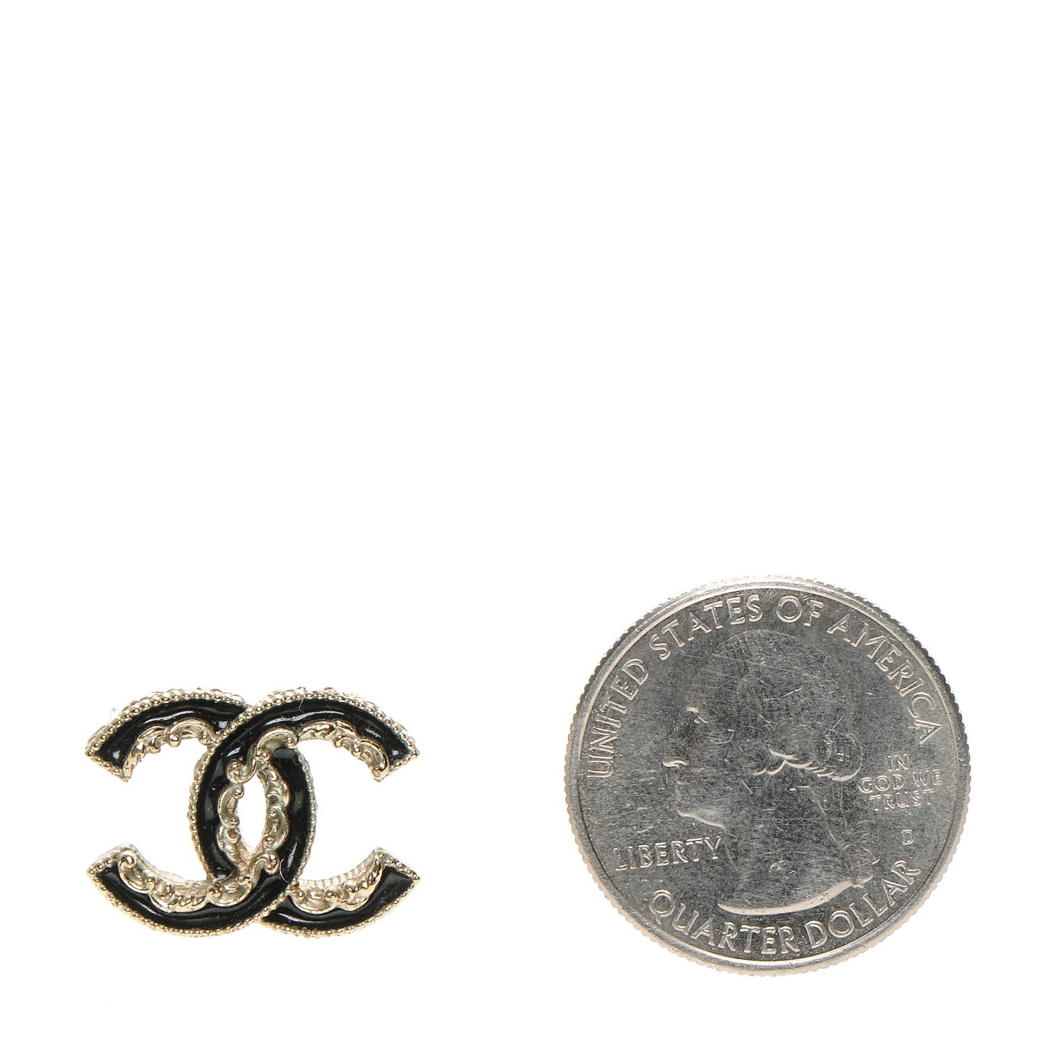 Chanel Enamel CC Baroque Earrings Black Gold 2 of 6