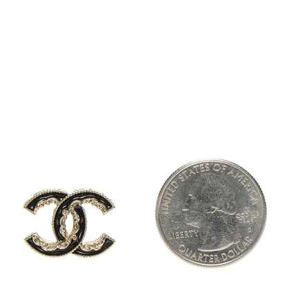 Chanel Enamel CC Baroque Earrings Black Gold 2 of 6