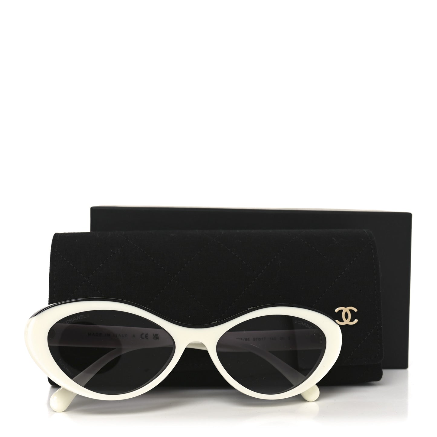 Acetate Oval Sunglasses 5416 White Black