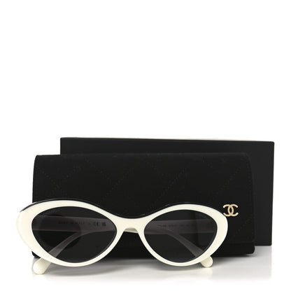 Chanel Acetate Oval Sunglasses 5416 White Black 7 of 7