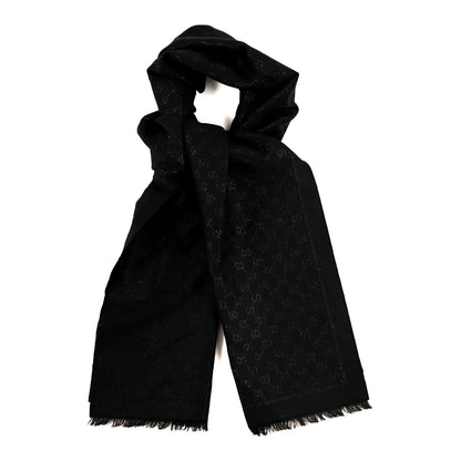 Gucci Cashmere GG Monogram Gem Lux Scarf Black 1 of 3