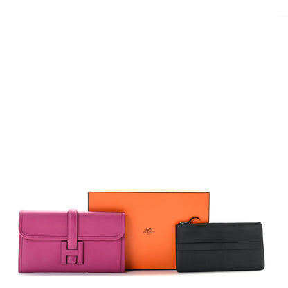 Hermes Swift Jige Duo Clutch Rose Pourpre Black 7 of 8
