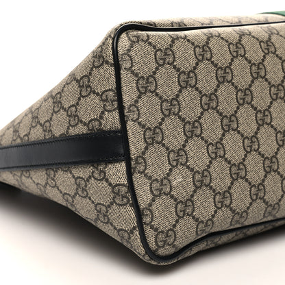 Gucci GG Supreme Monogram Web Medium Zippered Tote Beige Black 9 of 11