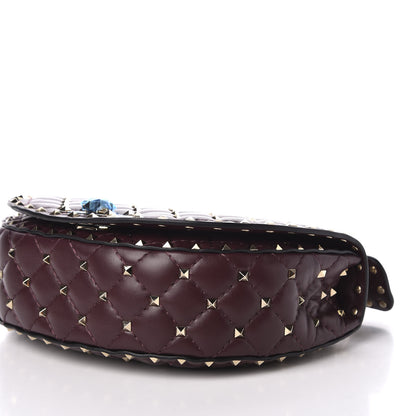Valentino Garavani Nappa Medium Rockstud Spike Halfmoon Saddle Bag Rubin 6 of 8
