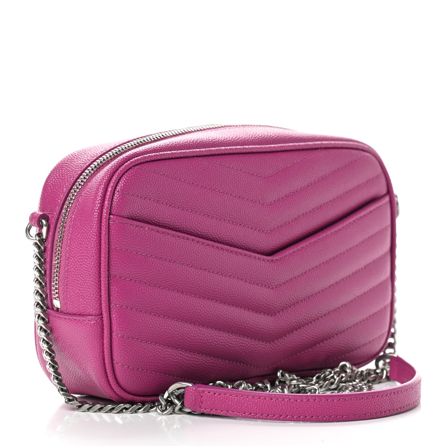 Saint Laurent Grain De Poudre Matelasse Monogram Mini Lou Camera Bag Bright Pink 2 of 8