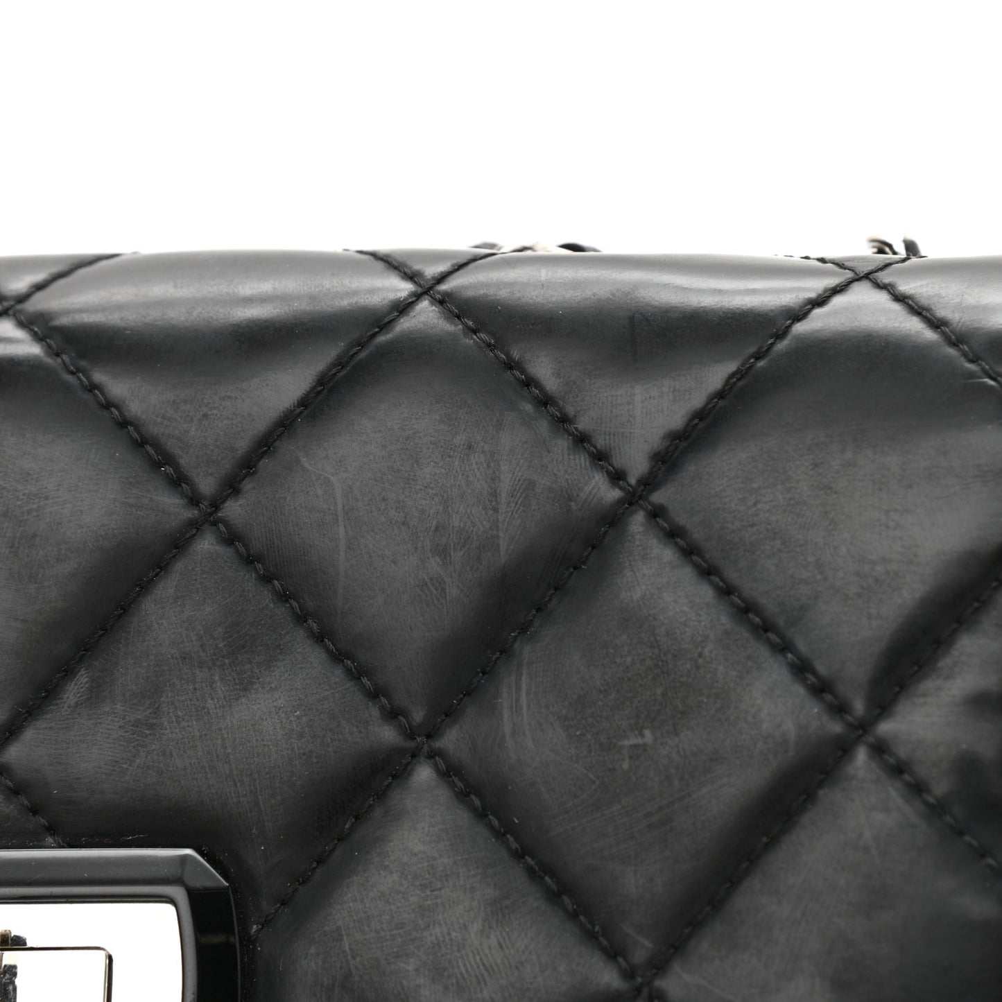 Patent Quilted Mademoiselle East West Flap Black