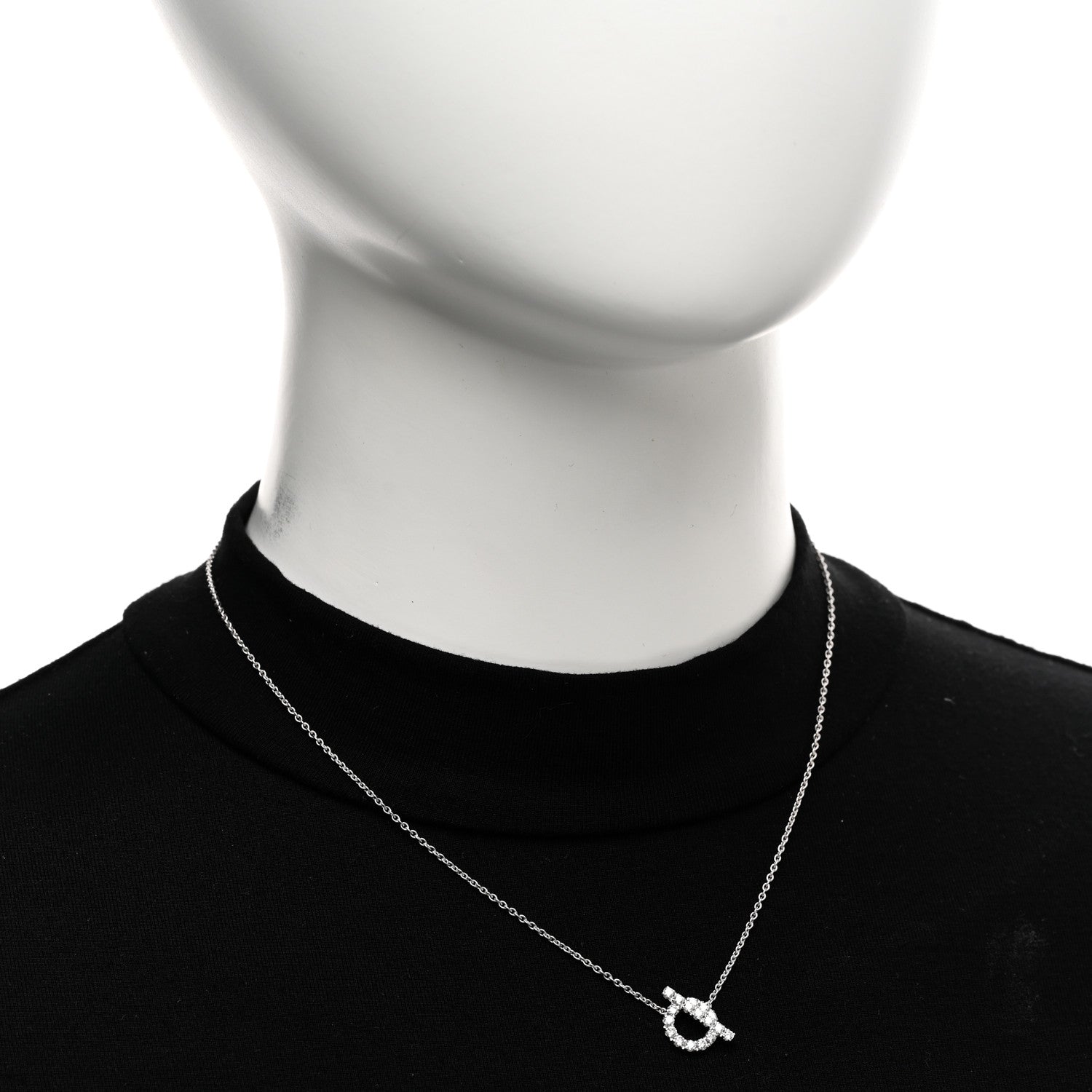 Hermes 18K White Gold Diamond Finesse Pendant Necklace 2 of 6