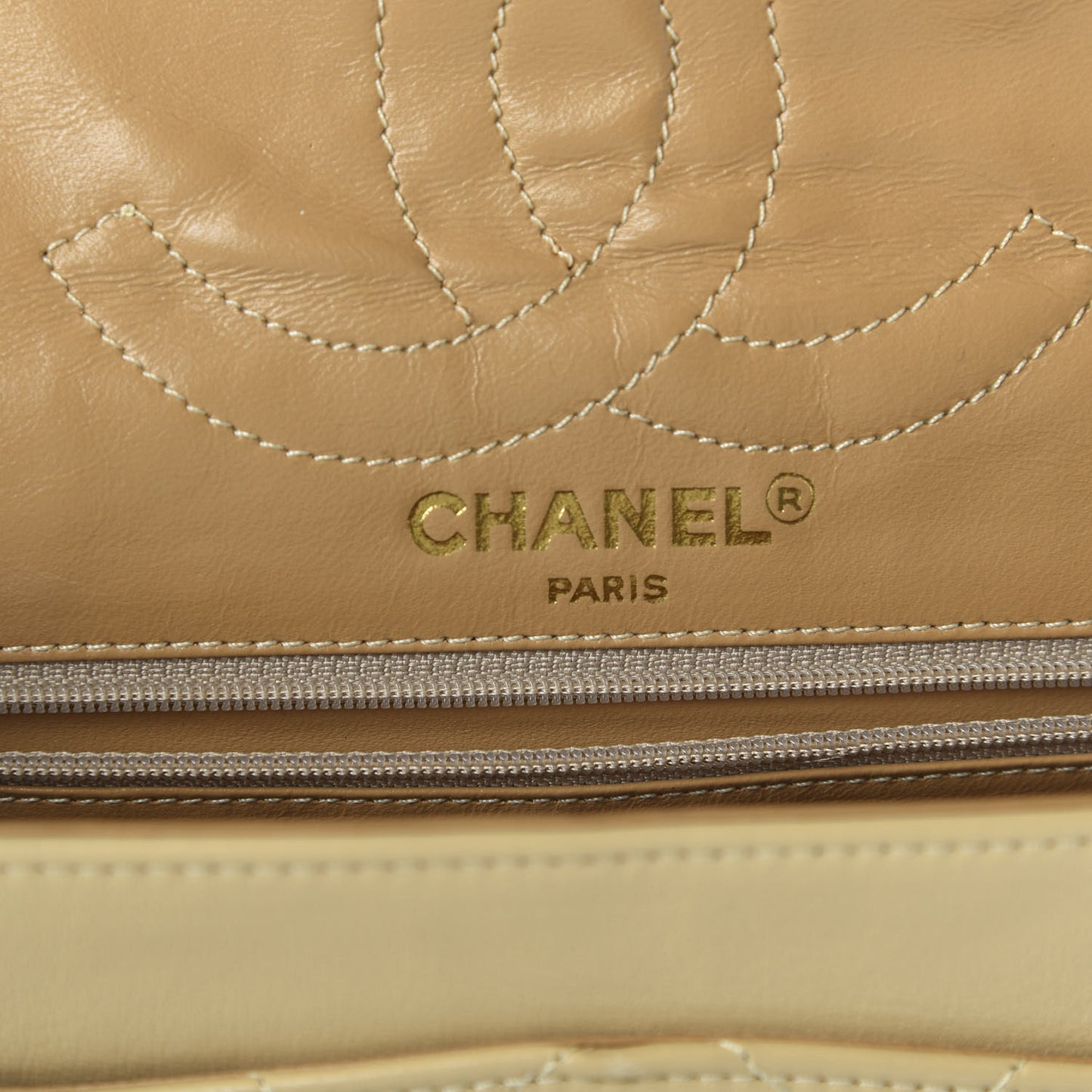 Lambskin Quilted Medium Double Flap Beige