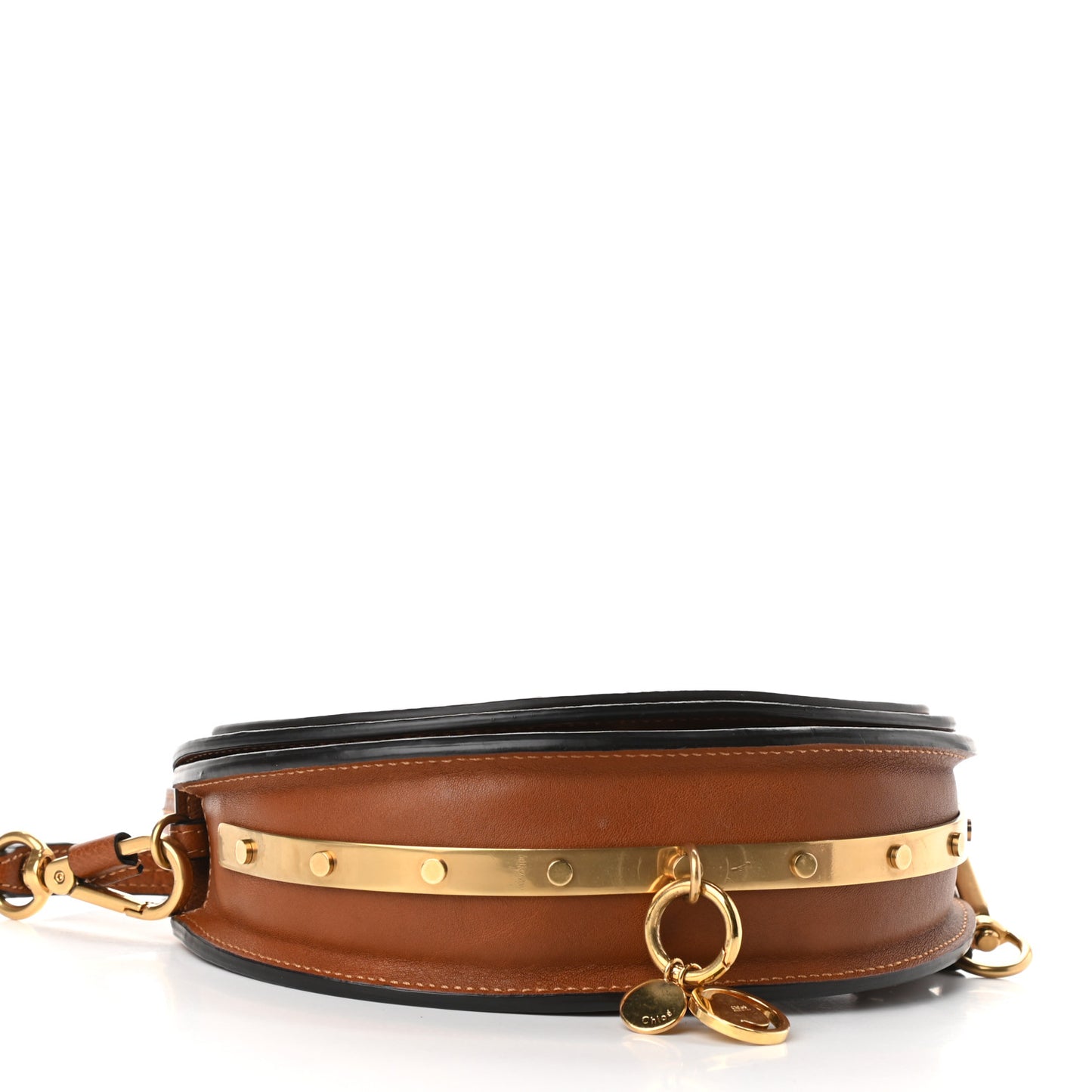 Calfskin Small Nile Bracelet Minaudiere Bag Caramel