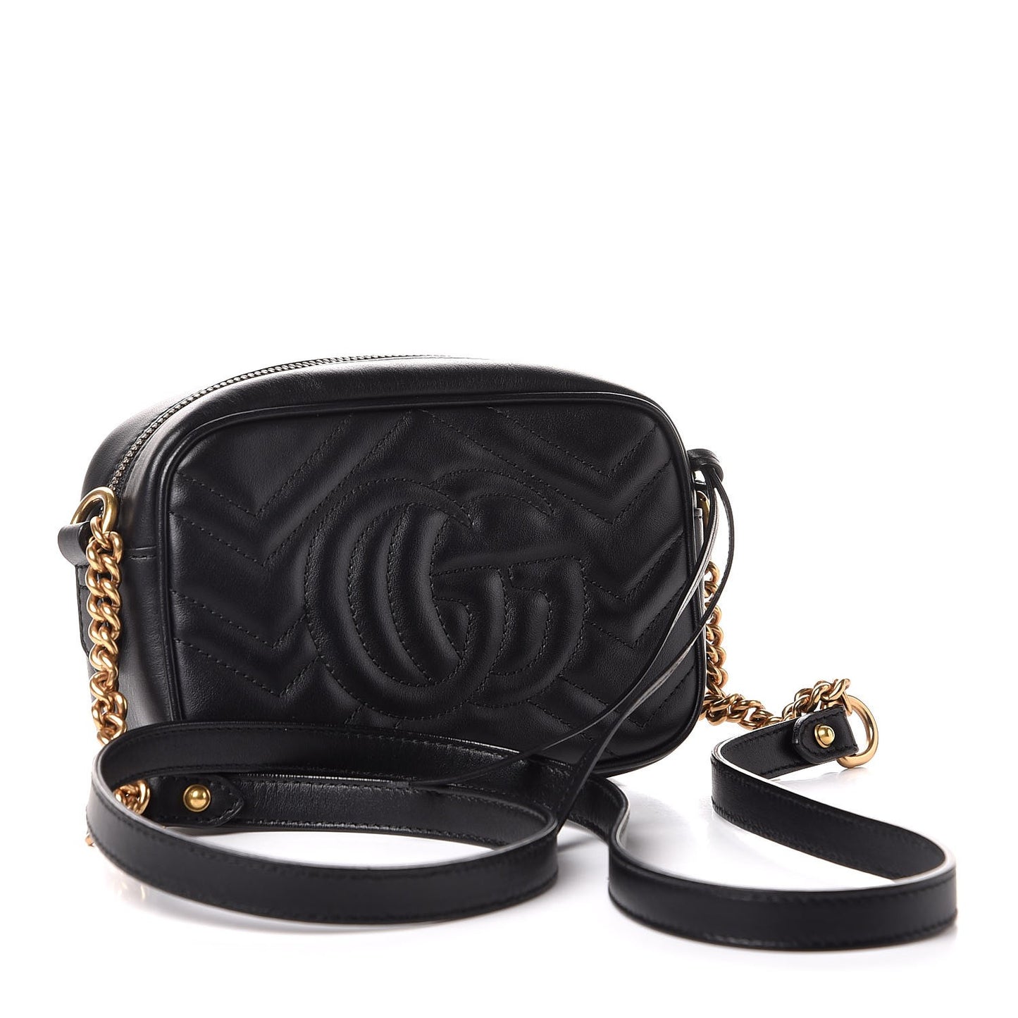 Calfskin Matelasse Mini GG Marmont Chain Shoulder Bag Black
