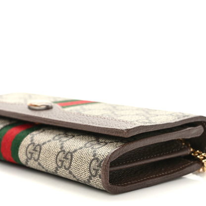 Gucci GG Supreme Monogram Web Ophidia Wallet On Chain Brown 9 of 10