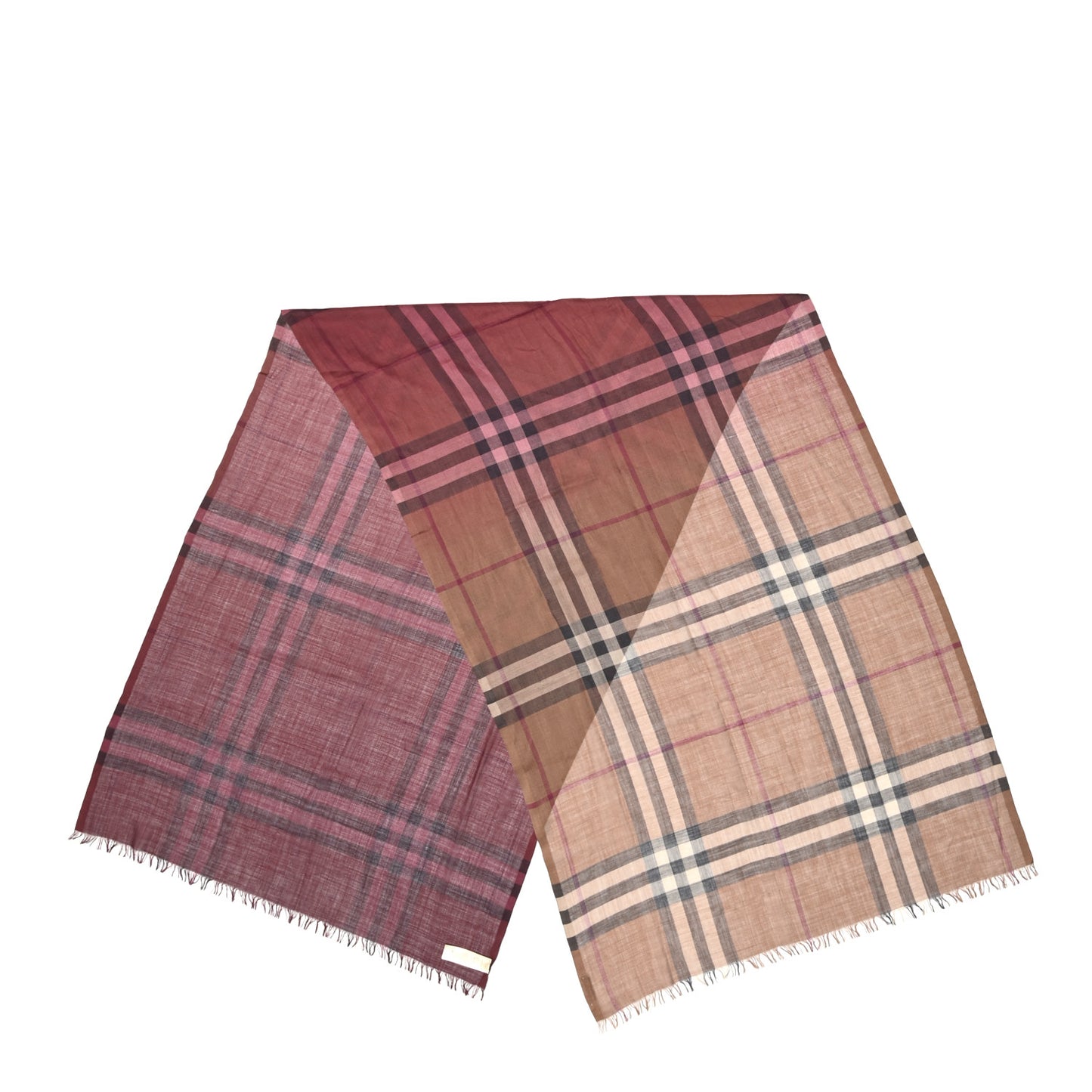Wool Silk Gauze Ombre Giant Check Scarf Trench