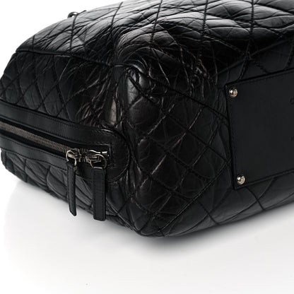 Chanel Aged Calfskin Quilted Large Secret Tag Bowling Bag Black 10 of 12