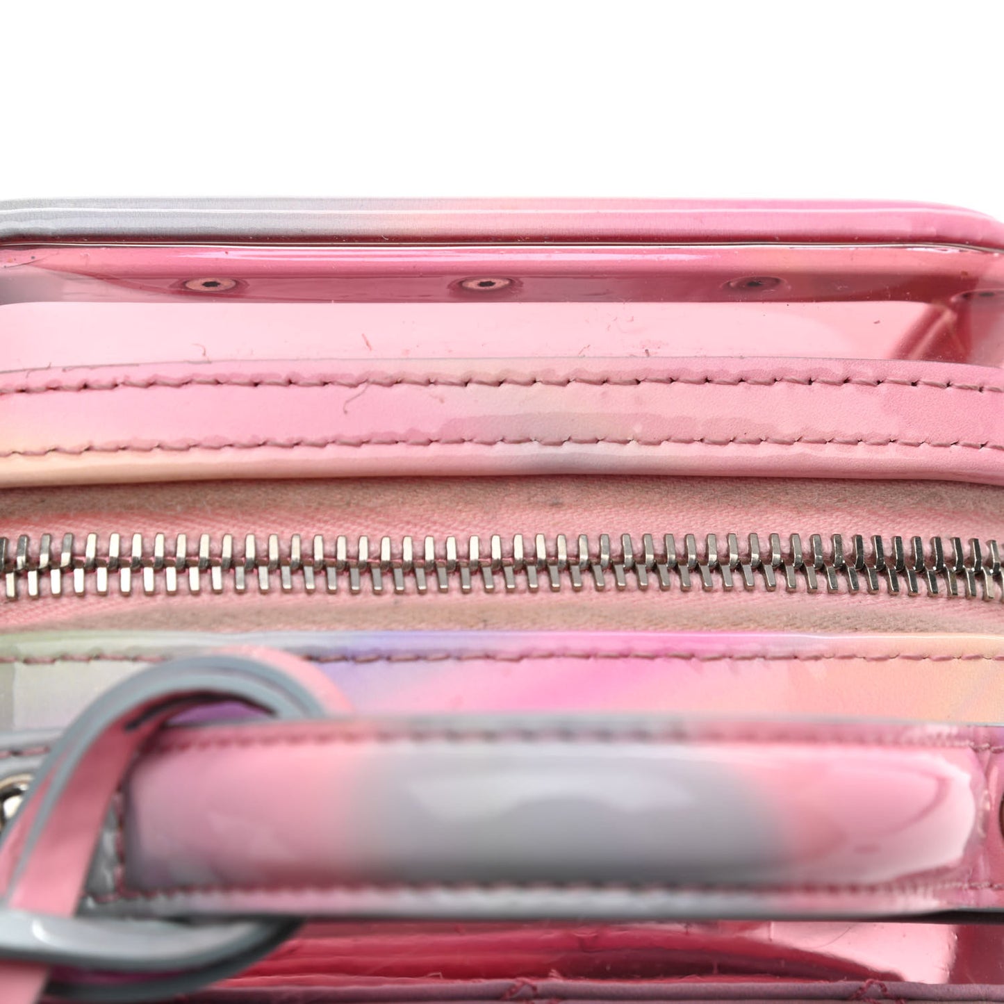 PVC Patent Calfskin Patent Lambskin Vertical Vanity Case Pink