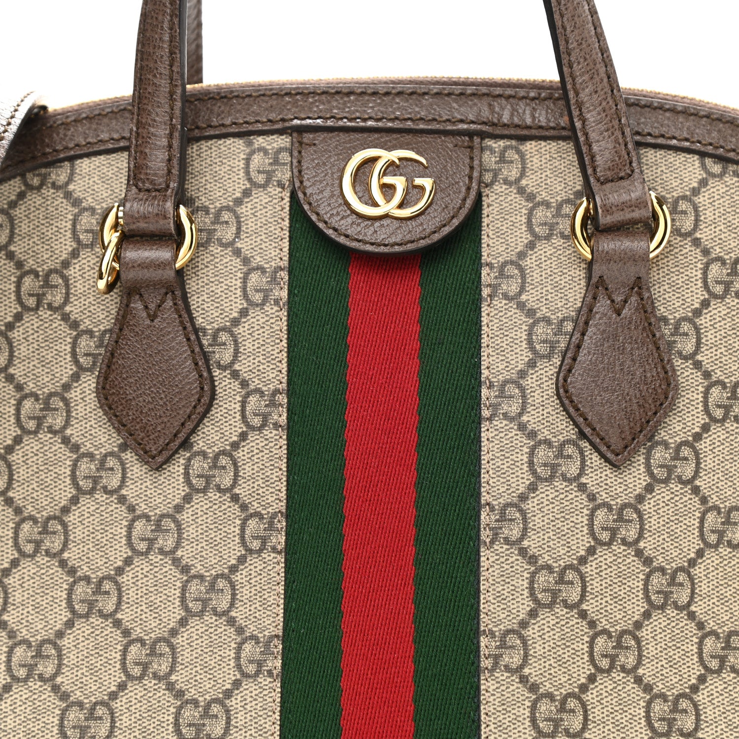 Gucci GG Supreme Monogram Web Medium Ophidia Top Handle Dome Bag Brown 8 of 10
