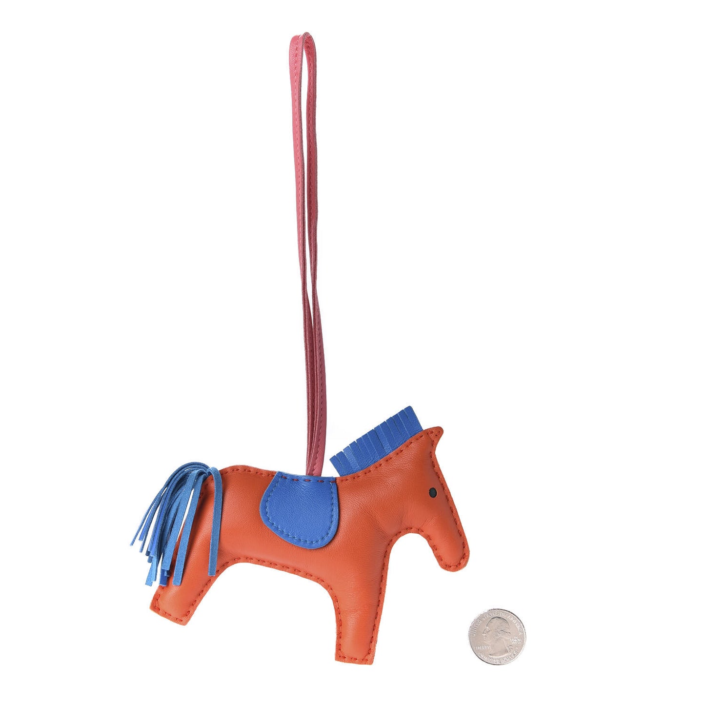 Milo Lambskin Grigri Rodeo Horse Bag Charm GM Orange Poppy Bleu Izmir Rose Azalee