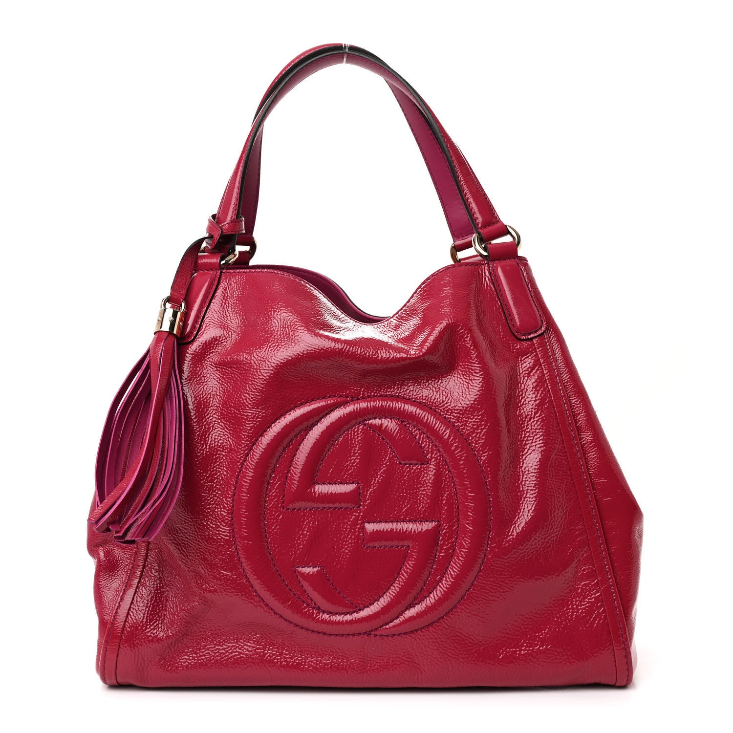 Gucci Vernice Naplack Medium Soho Shoulder Bag Bright Bouganville 1 of 11