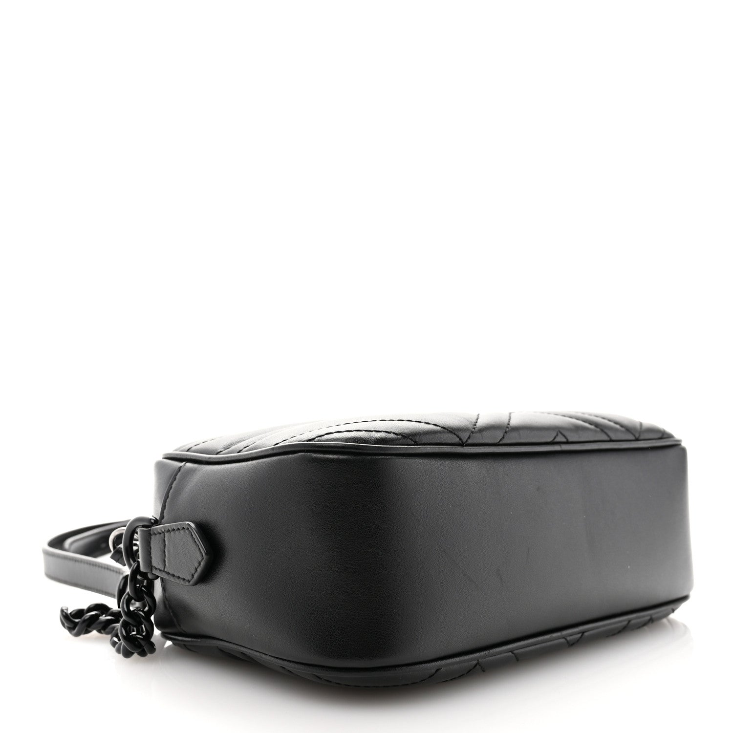 Gucci Calfskin Matelasse Monochrome Small GG Marmont Chain Shoulder Bag Black 4 of 11