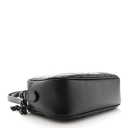 Gucci Calfskin Matelasse Monochrome Small GG Marmont Chain Shoulder Bag Black 4 of 11