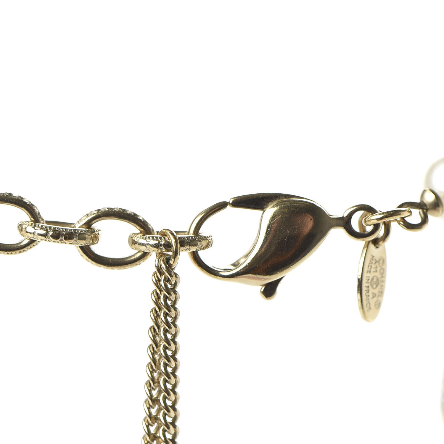 Chanel Pearl Bead Crystal CC Short Necklace Gold 5 of 6