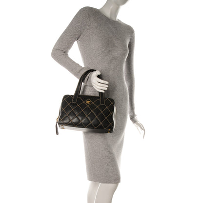 Chanel Calfskin Contrast Stitch Surpique Bowler Black 2 of 8