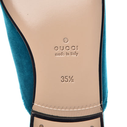 Gucci Velvet Floral Embroidered Womens Princetown Slippers 35.5 Pavone 7 of 11
