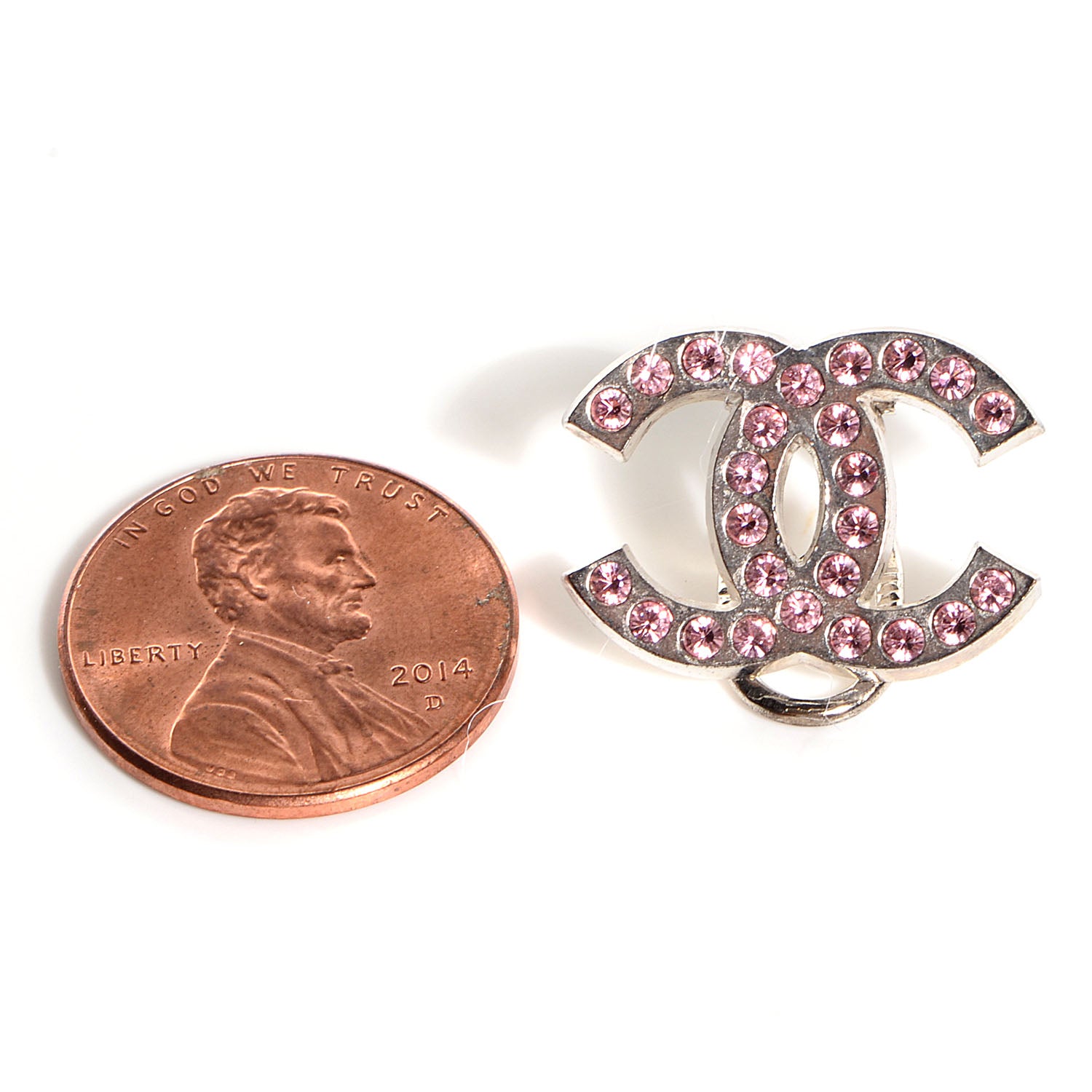 Chanel Crystal CC Logo Clip On Earrings Pink 2 of 5